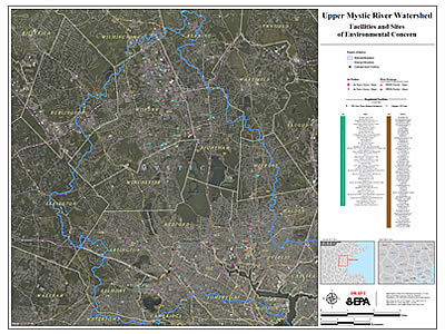 Map: Upper Mystic River Watershed - Facilities and Sites of Environmental Concern