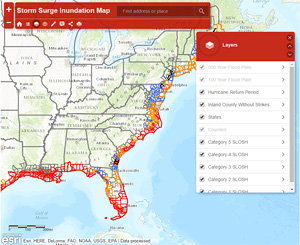 Screenshot of Storm Surge Inundation Map