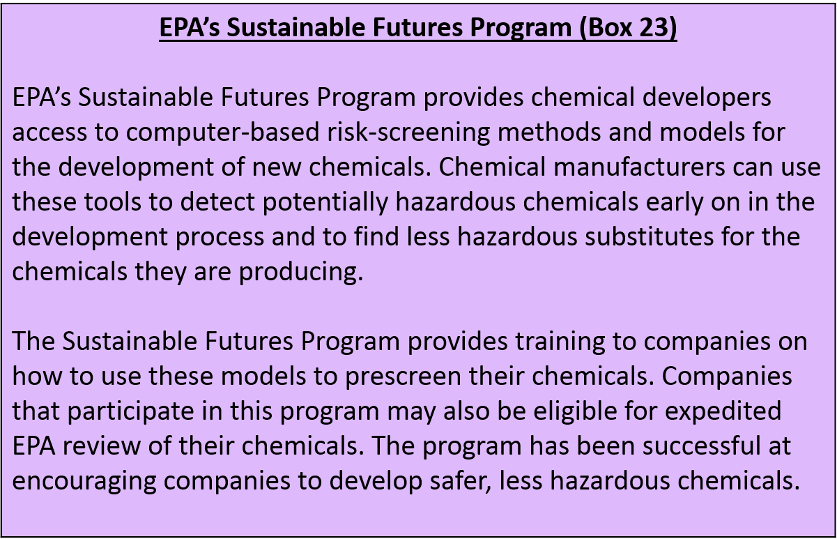 EPA&rsquo;s Sustainable Futures Program (Box 23)