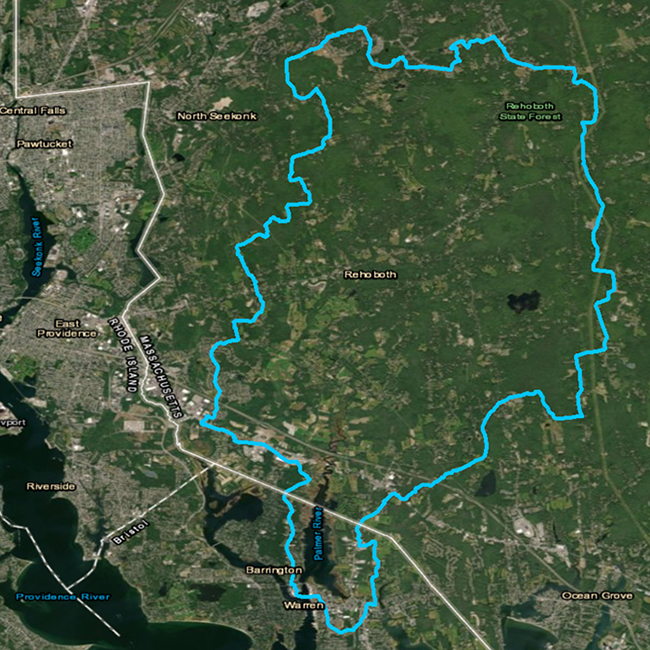 Figure 2. Map of the Palmer River Watershed (NRCS HUC-12, Mapped with ESRI ArcMap 10.3)