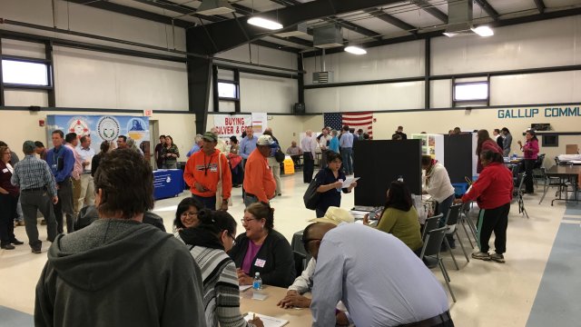 Information booths set up in the Gallup Community Center