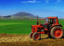 image of tractor in a field