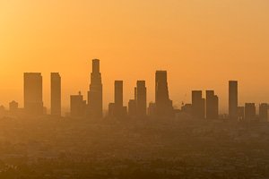 Los Angeles downtown smog