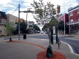 A street view of the green features in downtown Etna Pennsylvania
