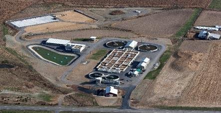 An aerial view of the Moorefield regional wastewater treatement plant.