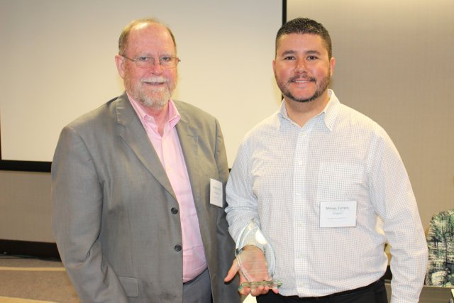 EPA’s Jim Woolford (left) with Connecticut DEEP award recipient Moises Torrent