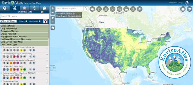 Screenshot of EnviroAtlas interactive mapping application