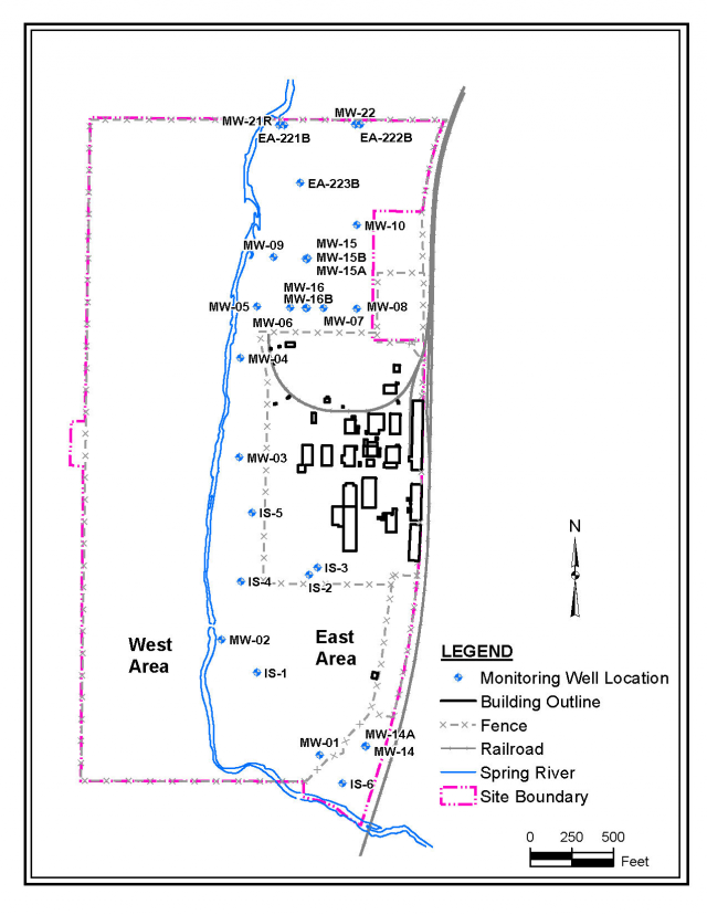 image of Figure 6 East area monitoring well locations