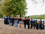 Participants in Philadelphia get a safety talk before paddling on the Schuylkill River