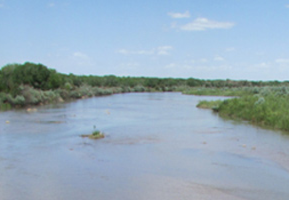 The Rio Grande at the Alameda Bridge at the end of May, 2013. Photo by Laura Paskus