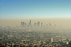 smog obscures a city panorama