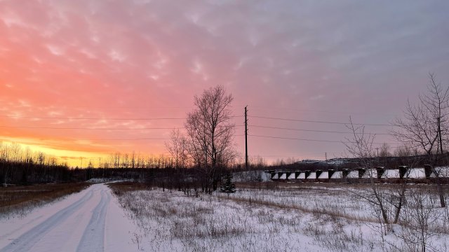 View of sunset over the US Steel Duluth Project site.