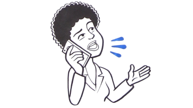 Illustration of a woman reporting on a cell phone