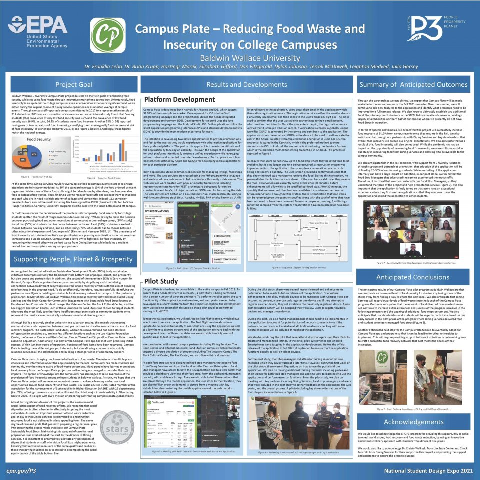 Baldwin Wallace University, Berea, OH P3 Team Poster