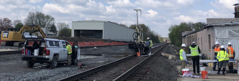 geoprobe teams working along sidethe tracks