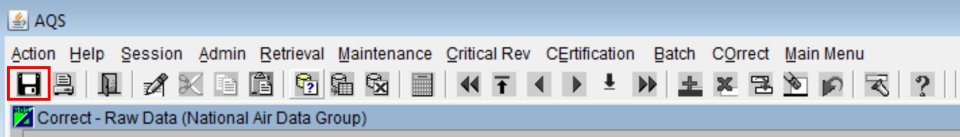 screenshot highlighting the AQS save button