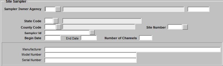 screenshot of only the top portion of the site sampler form in AQS