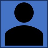 Black icon of a person on a blue background